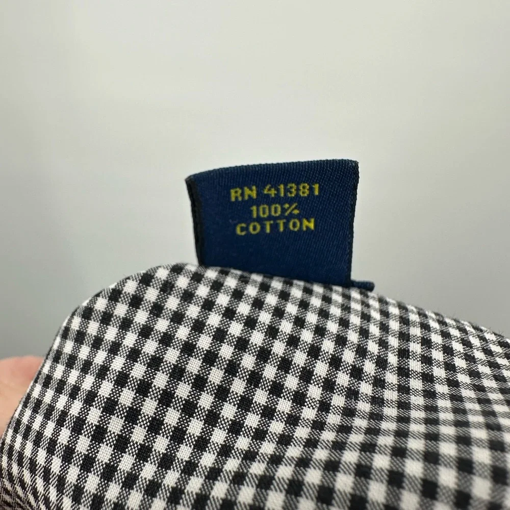 Polo Ralph Lauren Men's Cotton Poplin Navy Gingham Check Button Down Size Large‎